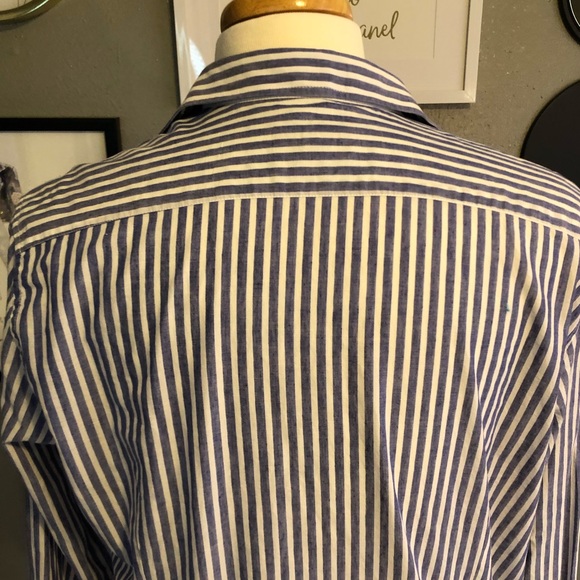 Ted Baker Blue White Striped Button Down Shirt 6 - Picture 8 of 11